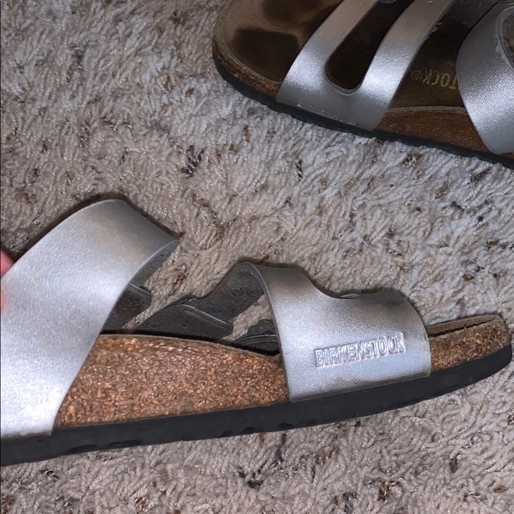 Birkenstock Silver Strappy Sandals - Picture 3 of 5